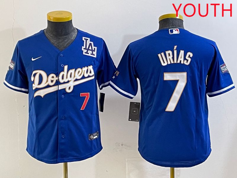 Youth Los Angeles Dodgers #7 Urias Blue Gold 2025 Nike MLB Jersey style 5->boston red sox->MLB Jersey